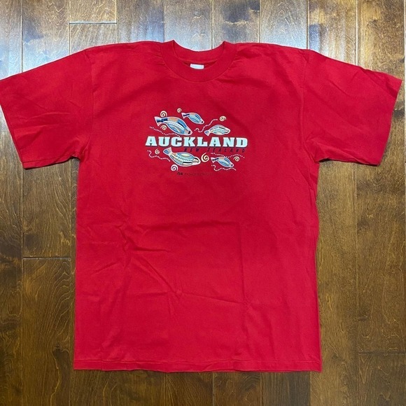 Auckland New Zealand Travel Single Stitch Vintage Red T-Shirt NWT Men's XXL - Picture 3 of 8